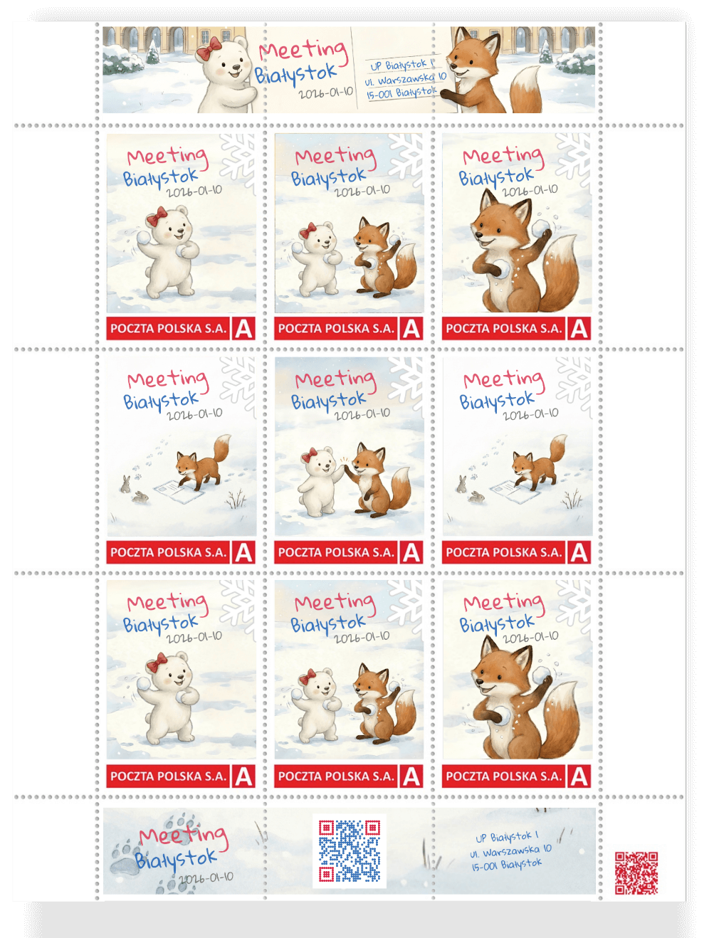 Arkusz personalizowanych znaczków ze zwierzętami